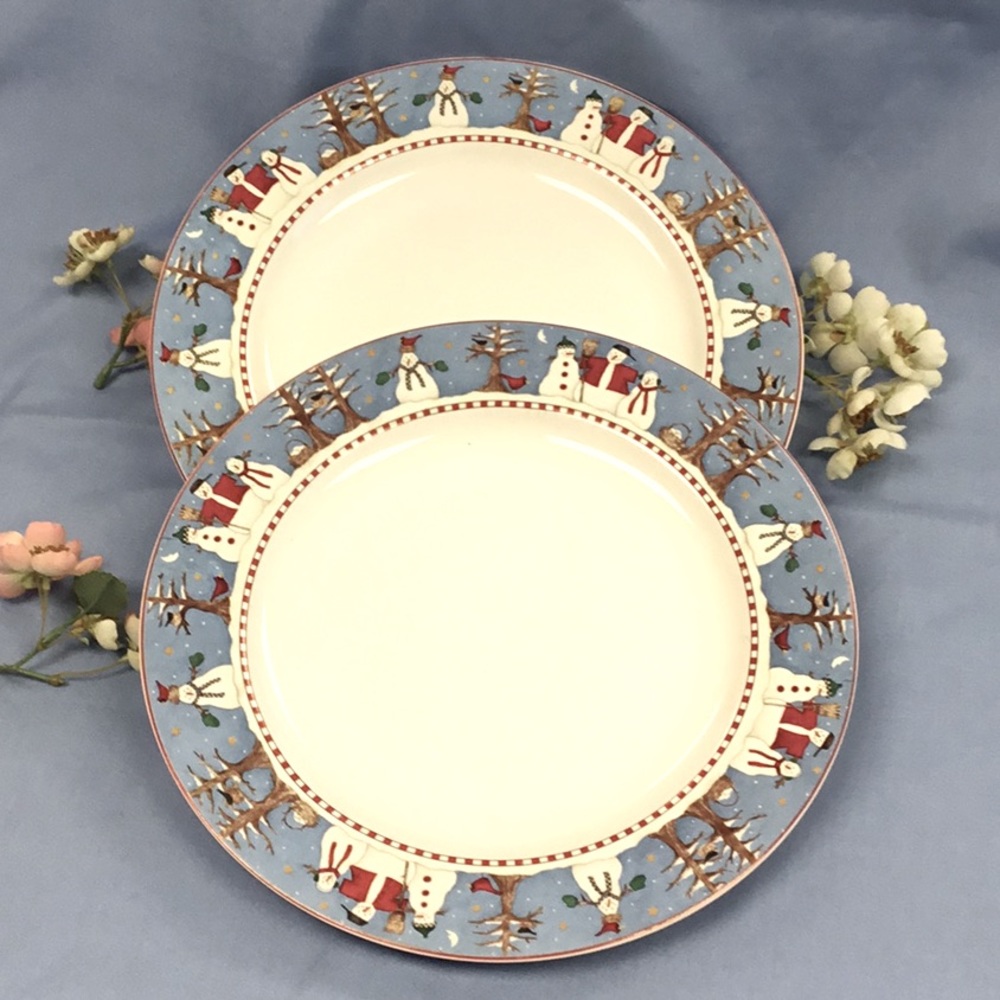 Sakura Snowman Debbie Munn 2 Piece Dinner Plates
